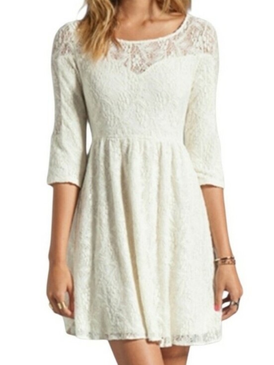 Free People Dresses & Skirts - Free People Shake It Up Mini Dress Small Cream Ivory Crochet Lace Boho Wedding